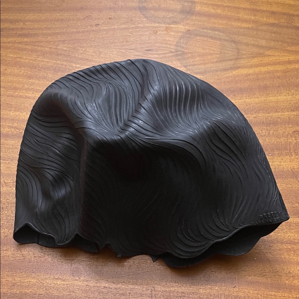 Vintage Black Rubber Bathing Swim Cap Carina France